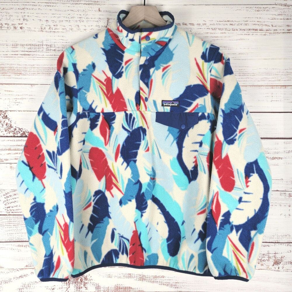 Patagonia Synchilla Snap T Fleece Womens M Feather Dance Blue Pullover Logo